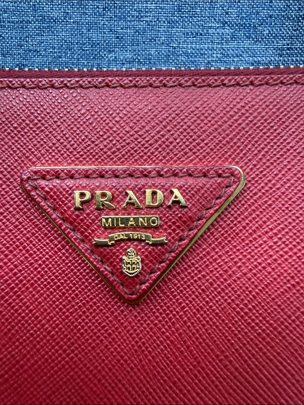 Prada Red Saffiano Leather Top-Handle Satchel with Gold Hardware - Picture 3 of 10